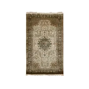 3'x5'5" Ivory Silk Intricate Medallion Design Hand Knotted Oriental Rug R75438 - Picture 1 of 7