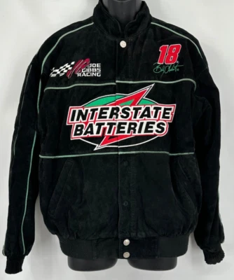 Chaqueta NASCAR para hombre Chase Authentics Interstate Batteries #18 mediana negra gamuza Foto 1 de 4