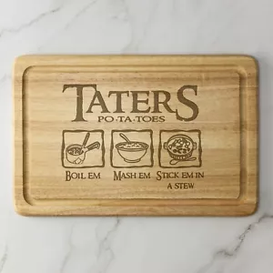Taters Engraved Wooden Chopping Board Serving Cheese Christmas Gift - Picture 1 of 8