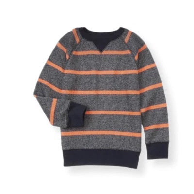 Crazy 8 Niños Naranja Gris Rayas Pullover Cuello Redondo Sudadera Talla Grande 10-12 Foto 1 de 4