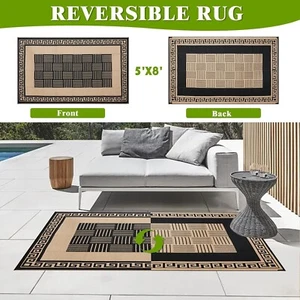 Outdoor Rug 8x10 Plastic Straw Reversible Waterproof Patio Carpet for Camping - Picture 1 of 34