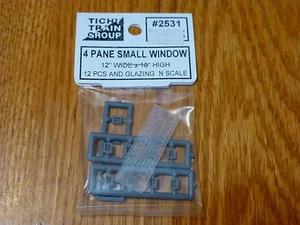 Tichy Train Group #2531 (N Scale)Small 4-Pane Window (Plastic) -- pkg(12) - Picture 1 of 1