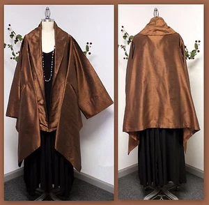 NewAristocratic Bronz Polyester Dupioni Silk Swing Jacket .Lagenlook 1X TO 3XL . - Picture 1 of 6