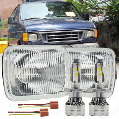 Пара светодиодных фар дальнего и ближнего света для Ford E-150 E-250 E-350 Econoline 5x7 7x6 дюймов - Изображение 1 из 4