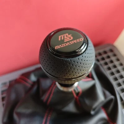 MS BLACK LEATHER SHIFT GEAR KNOB for MAZDA 2 3 5 6 CX-3 CX-5 MX5 MIATA SPORT ND - Image 1 of 4