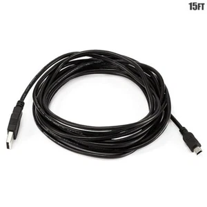 15FT USB 2.0 Type A Male to Mini B 5-Pin Male Cable Cord PC Phone Camera 28AWG - Picture 1 of 1
