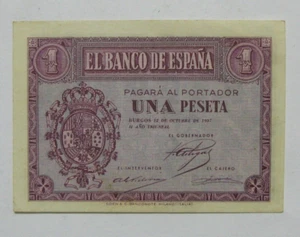 ZALDI2010 - ESPAÑA , 1 PESETA DE 1937 , DOBLEZ CENTRAL - Picture 1 of 2