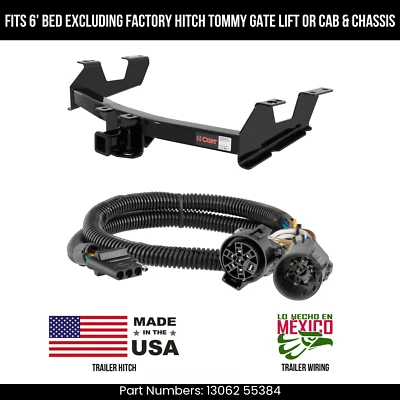 For 11-14 Sierra 3500HD Trailer Hitch w/ 4 Pin Wiring 6'Bed Std Bmpr Curt 8K 2" Foto 1 de 4