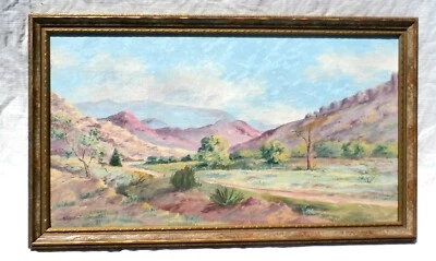 Pintura al óleo firmada de 1944 Mount Locke, Texas por Lou Singleton Coppersmith Foto 1 de 4