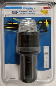 PORTABLE BATTERY OPERATED LED STERN AQUA SIGNAL 40 234407 24" POLE CLAMP MOUNT - Foto 1 di 7