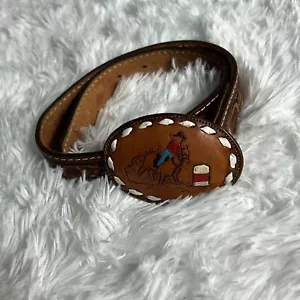 Comanchero Tooled Leather Western Cowgirl Girls Belt Barrel Racing Buckle 24 - Picture 1 of 9