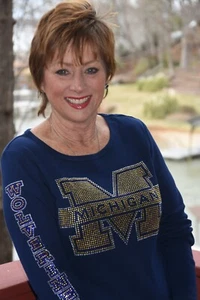 Michigan Wolverines rhinestone long sleeve shirt  XS S M L XL XXL 1X 2X 3X4X5X - Picture 1 of 16