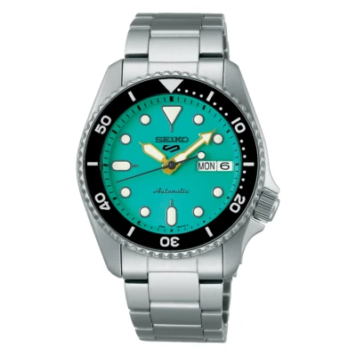 SEIKO 5 SRPK33 Steel Case Teal Dial w Bracelet DayDate 38mm Automatic Watch $350 - Image 1 of 4