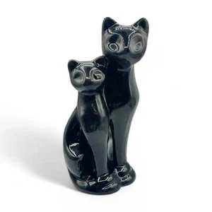 Estatuillas de gato negro vintage - Elegante cerámica 10,25" - años 60 - Imagen 1 de 8