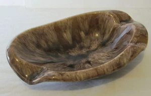 Vintage Marbled Brown Glazed Ashtray Art Pottery Plymouth Products Made in USA - Picture 1 of 6