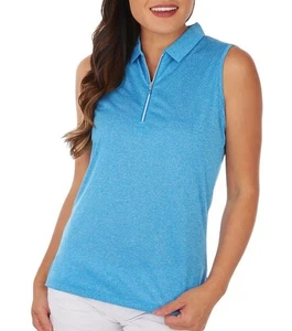 Callaway Women's Quarter Zip Sleeveless Golf Polo Shirt in Vivid Blue Heather XS - Picture 1 of 5