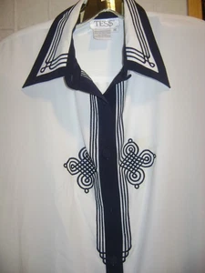 TESS WOMEN'S SHIRT White with Black Trim 16 XL sz - Picture 1 of 6