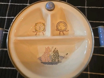 1930er Excello Porzellan Aluminium getrennt Babyschale beheizt Kinderreime - Bild 1 von 4