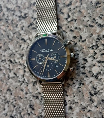 Thomas Sabo Mens Rebel Spirit Silver Black Chronograph Watch, 42mm Excellent con - image 1 of 4