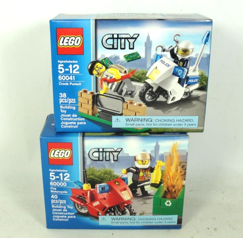 Nuevo sellado Lego City 60041 Police Crook Pursuit y 60000 Fire Motorcycle retirado Foto 1 de 4