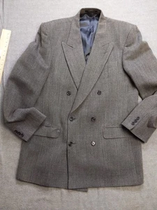 Blazer Bachrach Para Hombres 42L Gris Doble Pecho Lana Espiga Vestido Abrigo Chaqueta - Imagen 1 de 17
