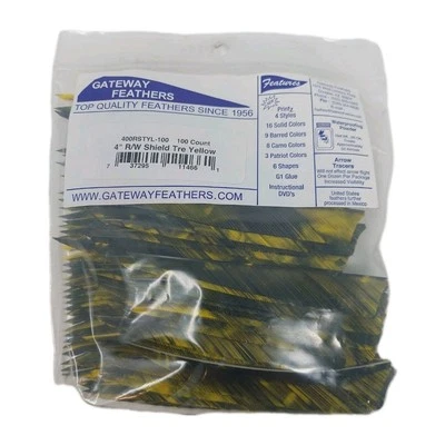 100 Pack Gateway Feathers 4" Right Wing: Shield Camo Tre Yellow 400RSTYL-100 - Image 1 of 3