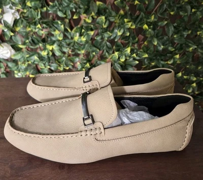 Calvin Klein Otilis Casual Slip-on Loafers Taupe Metal Bit Men Sz 10 EU 43 NWOB - Image 1 of 4
