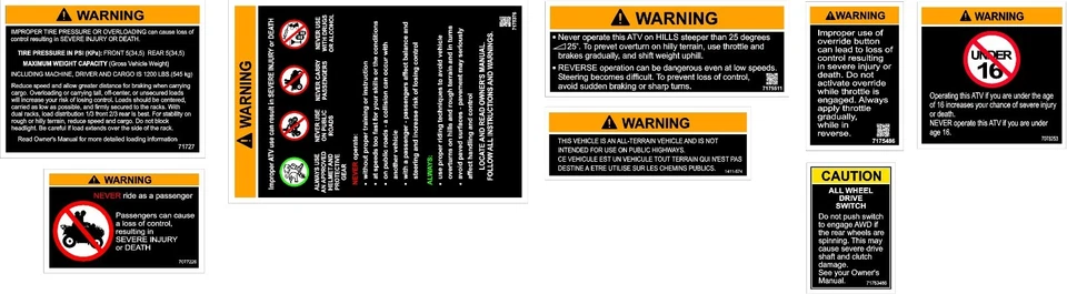 BLACK Polaris Sportsman Warning Decals ATV Decal Kit 4x4 - Image 1 of 1