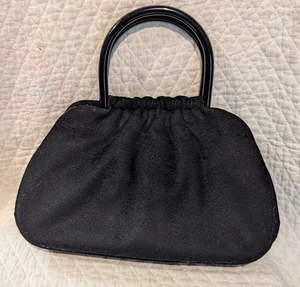 Vintage Ingber schwarze Wollhandtasche Handtasche mit Kunststoffgriffen - Bild 1 von 6