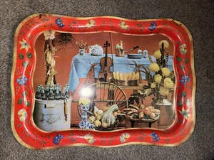 Coca Cola Metall Serviertablett Herbstmotiv Erntedose 13x18 1961 Lithographie - Bild 1 von 6