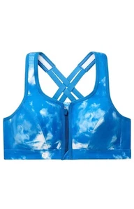 Sujetador deportivo Glamorise Sport 42DD cierre frontal con cremallera nuevo sin etiquetas azul tie dye - Imagen 1 de 4