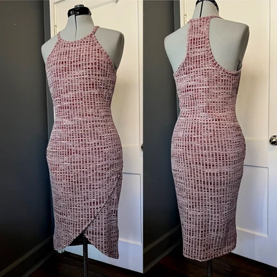 Burgundy White Ribbed Cotton Size L Silence + Noise Racerback Tank Dress Tulip  - Image 1 of 4