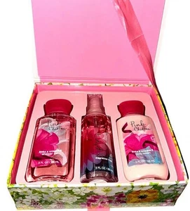 Bath & Body Works Pink Chiffon Fragrance Gift Box Travel SET 3oz Rare New - Picture 1 of 17