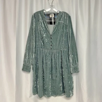Holding Horses Anthropologie Womens Crushed Velvet Shirt Dress Size Large - Изображение 1 из 4