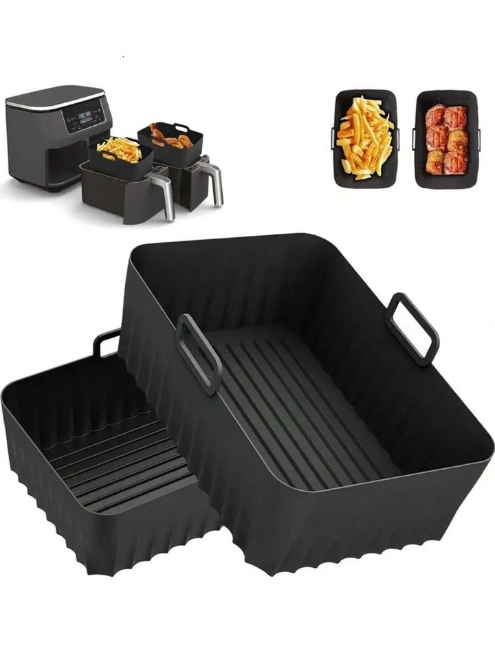 1/2/3pcs Reusable Silicone Air Fryer Pot – Non-Stick Silicone Liner & Cooking