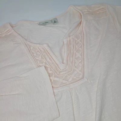 L.L. Bean Pink Slub Cotton Pullover Tunic Top 3/4 Sleeve, Plus Size 3X - Image 1 of 4
