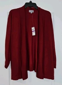 JM Collection Women's Open-Front Core Cardigan Wine Color 2XL NWT NB352 - Picture 1 of 9