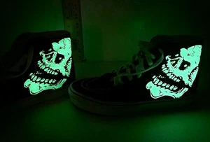 Mens Vans Sk8-Hi Glow in The Dark Skull Black Shoes Sneakers SzMen 8  Women 9.5 - Picture 1 of 14