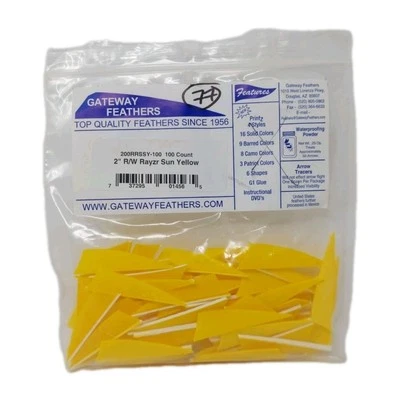 77 Count Gateway Feathers 2" Right Wing: Rayzr Sun Yellow 200RRSDY - Image 1 of 2