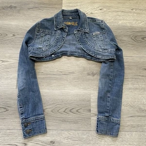 Hydraulic Denim Jacket Women's Medium Jeans Indie grunge Festival Boho Y2K - Picture 1 of 6