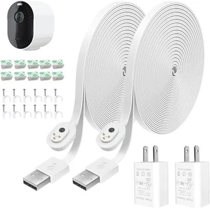 2Pack 20FT Power Adapter and Magnetic Charging Cable for Arlo 2 Pack, White - Picture 1 of 7