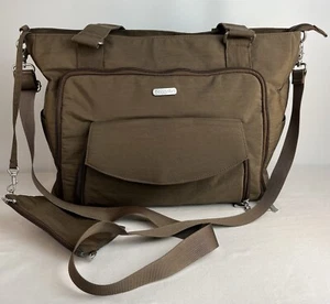 Baggallini Integrity Tote XL Travel Weekender Brown/Blue Luggage Sleeve 15x12x5 - Picture 1 of 24