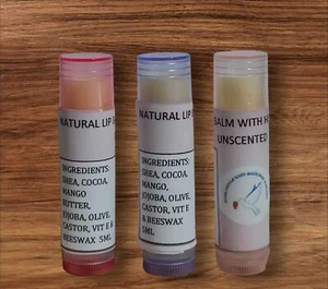 3x Natural Lip Balm WITH HEMPSEED OIL AND Triple Butter 5ml - Picture 1 of 8