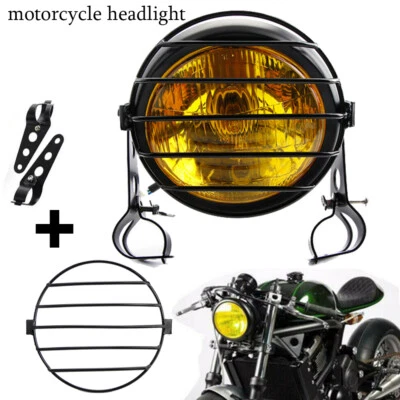 Kit de soporte de cubierta de montaje lateral para parrilla de faros de motocicleta de 6,5" para Harley Café Race Foto 1 de 4