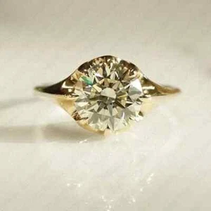 2.15 TCW Round Moissanite Unique Antique Look Engagement Ring In 9k Yellow Gold - Picture 1 of 10