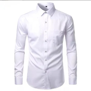 Men Bamboo Fiber Shirts Slim Fit Non-Iron - Picture 1 of 2