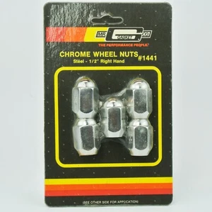 Mr Gasket 1441 Chrome Plated Wheel Acorn Lug Nuts 5 Pack - 1/2" NEW - Picture 1 of 4