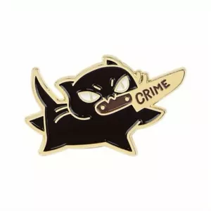 Pin esmaltado Criminal Kitty - Gato negro con cuchillo - Sé gay, haz crimen - Punk - Imagen 1 de 6