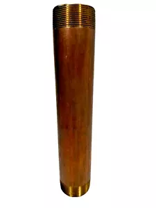 BRASS Nipple 2" Schedule 40 x 12" Long Thread Both End Nipple, Seamless - Picture 1 of 8