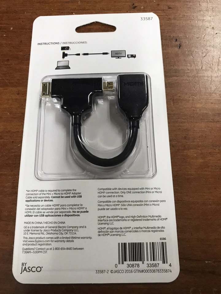 Adaptador GE Jasco 33587 Negro Mini y Micro HDMI a HDMI Foto 1 de 1